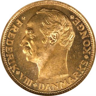 1911 Denmark Gold 20 Kroner Ngc Ms64 Old Holder Lustrous Coin photo