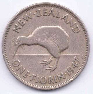 1947 Zealand One Florin That Is Very Fine photo
