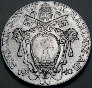 Vatican 1 Lira 1940/ii - Stainless Steel - Pope Pius Xii.  - Xf photo