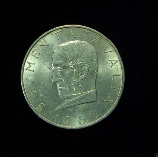 Finland 1960 1000 Markkaa Coin Silver Au Currency System Centennial,  Snellman photo