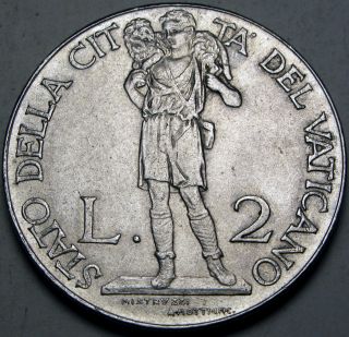 Vatican 2 Lire 1940/ii - Stainless Steel - Pope Pius Xii. photo