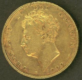 1829 Gold King George Iv Full Sovereign - Rare 