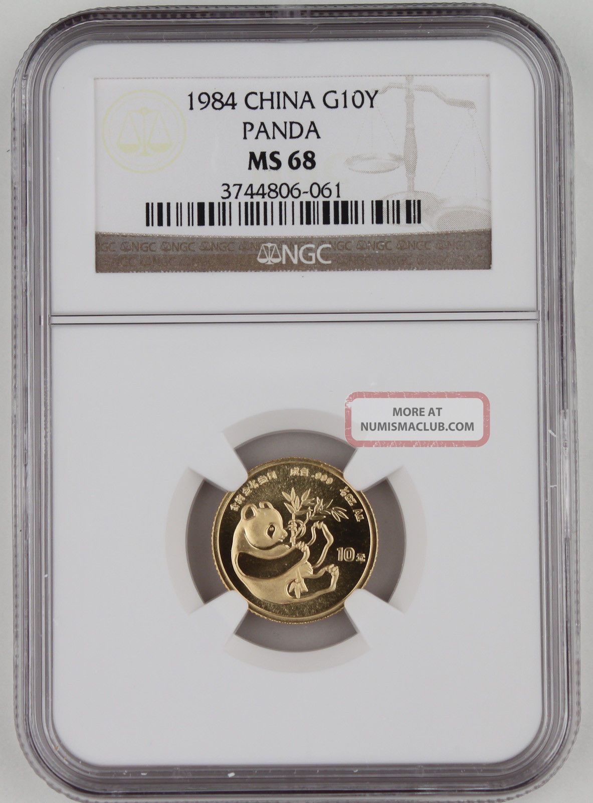 1984 China 10 Yuan 1/10 Troy Oz 999 Gold Panda Coin Ngc Ms68 Gem Bu+ China photo