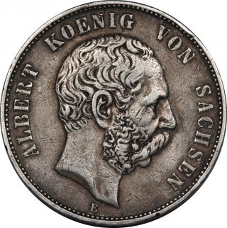 1898 E Germany Saxony - Albertine Five 5 Mark Silver Coin Vf/xf Albert photo