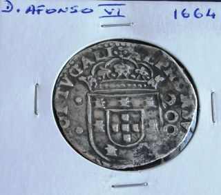 Portugal - D.  Afonso Vi - 1/2 Cruzado - 1664 - Silver photo