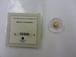 2001 0.  5g 0.  585 Gold Coin Independance From Liberia.  Include And Capsule. photo