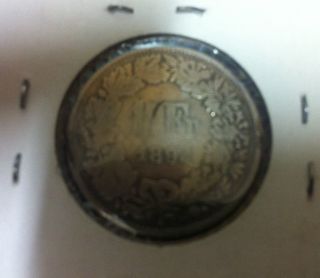 Helvetia,  Switzerland 1 Fr.  1894 Silver Coin photo