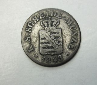German States Saxony - Albertine 1/2 Neu - Groschen,  5 Pfennig,  1843g photo