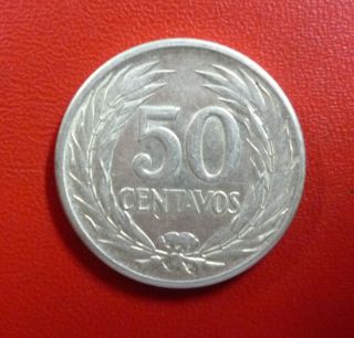 El Salvador Silver Coin 50 Centavos,  Km138 Au 1953 photo
