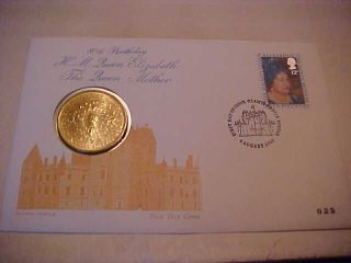 Coin First Day Isue Great Britainqueen Mother 80th Birthday photo
