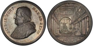Italy Vatican Prisoner Pius Ix 1873 Silver Medal Pcgs Ms63+ State Plus photo