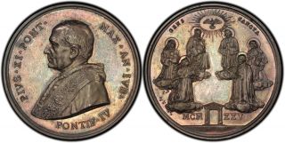 Italy Vatican Prisoner Pius Xi 1925 Silver Medal Pcgs Ms64 State photo