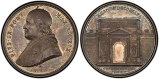 Italy Papal States Pius Ix 1864 Silver Medal Pcgs Ms64 State photo
