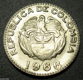 Colombia 10 Centavos Coin 1966 Km 212.  2 Chief Calarca Die Error photo