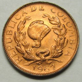 Colombia 1 Centavo Coin 1967 Km 205a photo