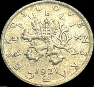 Czechoslovakia Czechoslovakian 1921 50 Haleru Coin Coin Rare Rampant Lion photo