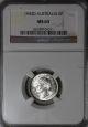 1943 - D Ngc Ms 63 Bu Australia Silver 6 Pence (king George Vi) Wwii Denver Coin Australia photo 2
