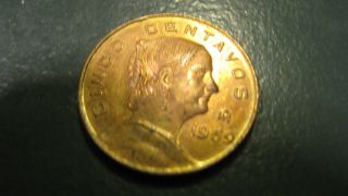 Mexico,  1959 Coin,  5 Centavos.  Very.  Km426,  Circulated. photo