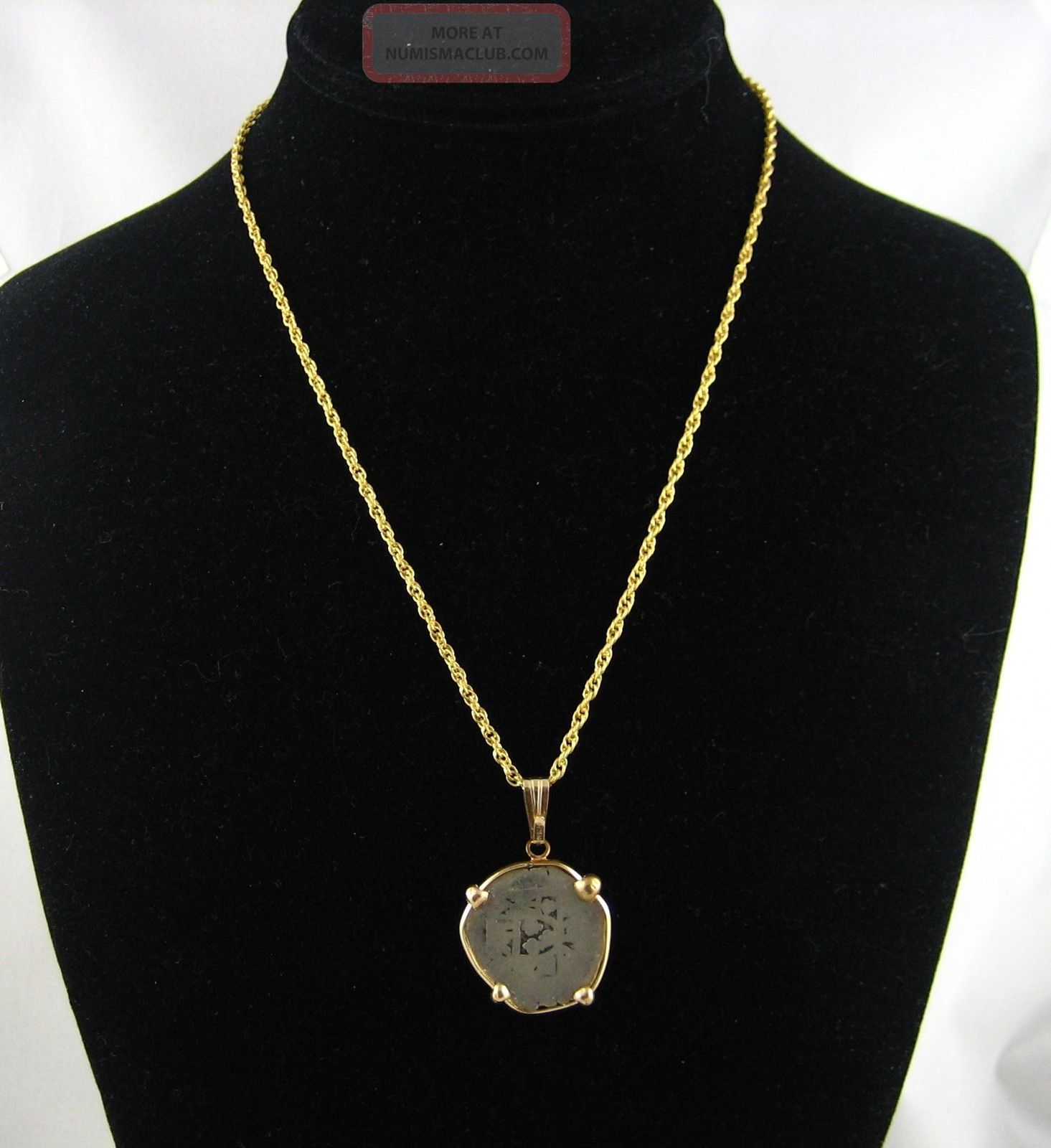 Authentic Spanish 2 Real Silver Cob Coin Necklace C1500