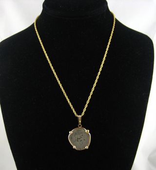 Authentic Spanish 2 Real Silver Cob Coin Necklace C1500 photo