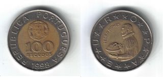 1998 - 100$00 Escudos - Republica Portuguesa - 8.  3000 G. ,  Bi - Metallic 25.  5 Mm. photo