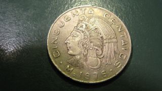 Mexico,  1976 Coin,  50 Centavos,  Km452. .  Circulated,  Not Certified photo