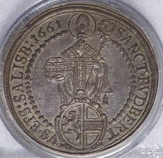 Salzburg 1661 Guidobald Silver Thaler Pcgs Ms61 photo