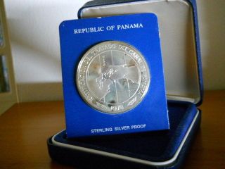 Panama 10 Balboas 1978 Silver Proof Panama Canal Treaty Retification photo