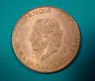 Mexico 5 Pesos De Hidalgo 1955 Silver Coin. photo