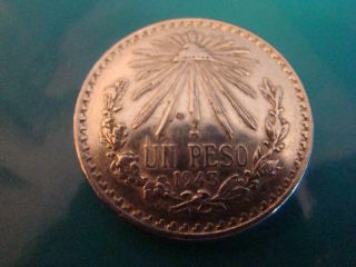 Mexico 1943 1 Peso Silver Coin photo