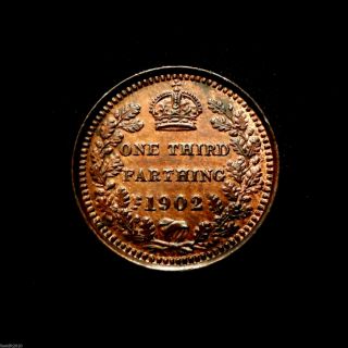 Old Bronze Gb 1902 ⅓ Farthing Edward Vii Struck For Malta Uk Coin photo