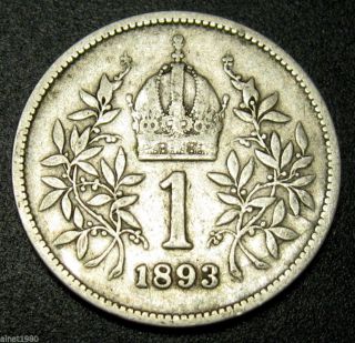 Austria 1 Corona Silver Coin 1893 Km 2804 (a7) photo