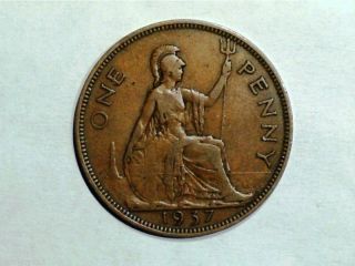 1937 Great Britain Large Penny,  George Vi photo