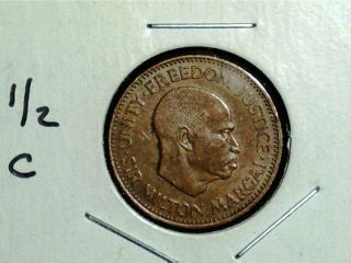 1964 Sierra Leone 1/2 Half Cent,  Sir Milton Margai, ,  Scarce Coin photo