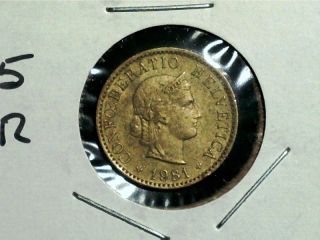1981 Switzerland,  5 Rappen,  Scarce Old World Coin photo
