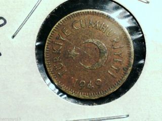 1949 Turkey,  10 Kurus,  Star Crescent,  Scarce World Coin photo