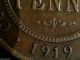 1919 Australia One Penny,  Double Dot,  Dot Above & Below Scroll,  Very Rare Australia photo 4