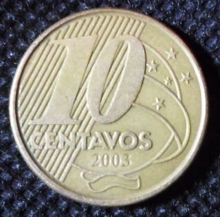 C46 Coin 10 Centavos 2003 Brazil Brasil photo