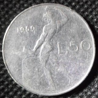 M69 Coin 50 Lire 1959 Italia Italy photo