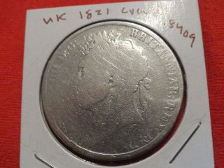 Great Britain Crown 1821 Huge 190 Year Old.  925 Silver Coin Prior To Fiat Money photo
