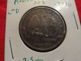 1879 Mexico 50 Centavos 135 Year Old 90% Silver Coin Cnd photo