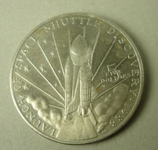 1988 Marshall Islands Launch Of Space Shuttle Discovery Five Dollar Coin photo