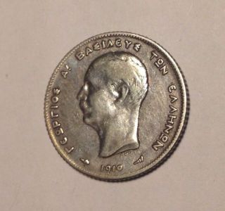 Greek Greece Coin 1 Drachma Drachmi 1910 1 photo