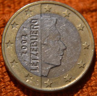 2002 Luxembourg Luxemburg First 1 Euro Coin Very Very Rare Lu1 photo