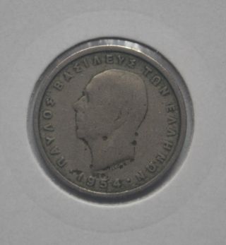 Greek Greece Coin 1 Drachma Drachmi 1954 2 photo
