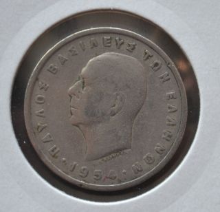 Greek Greece Coin 5 Drachma Drachmai 1954 6 photo
