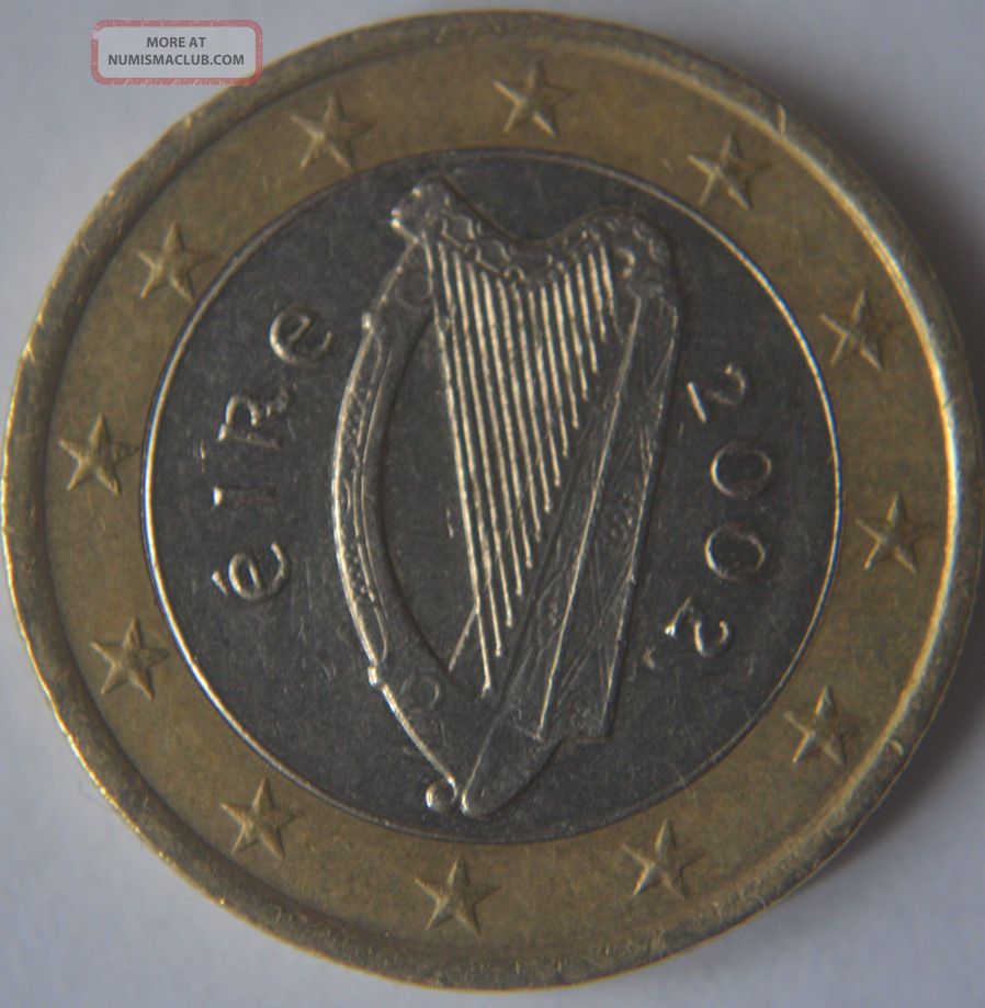 2002 Ireland Irland First 1 Euro Coin Very Very Rare Ie2