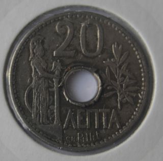 Greek Greece Coin 20 Lepta 1912 More Than 100 Year Drachma Coin 3 photo