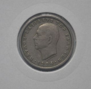 Greek Greece Coin 1 Drachma Drachmi 1954 3 photo