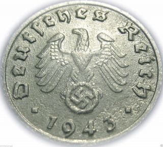 ♡ Germany - German Third Reich 1943d Reichspfennig - Ww2 Coin W/ Swastika photo
